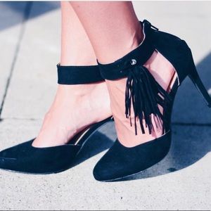 Charming Charlie Fringe Ankle Strap Heels Size 8